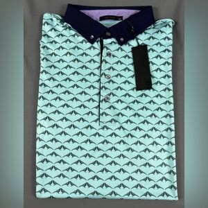 Greyson Golf Shirt Polo Siamese Turtle Dove Print XXL Skystone Blue Polyester
